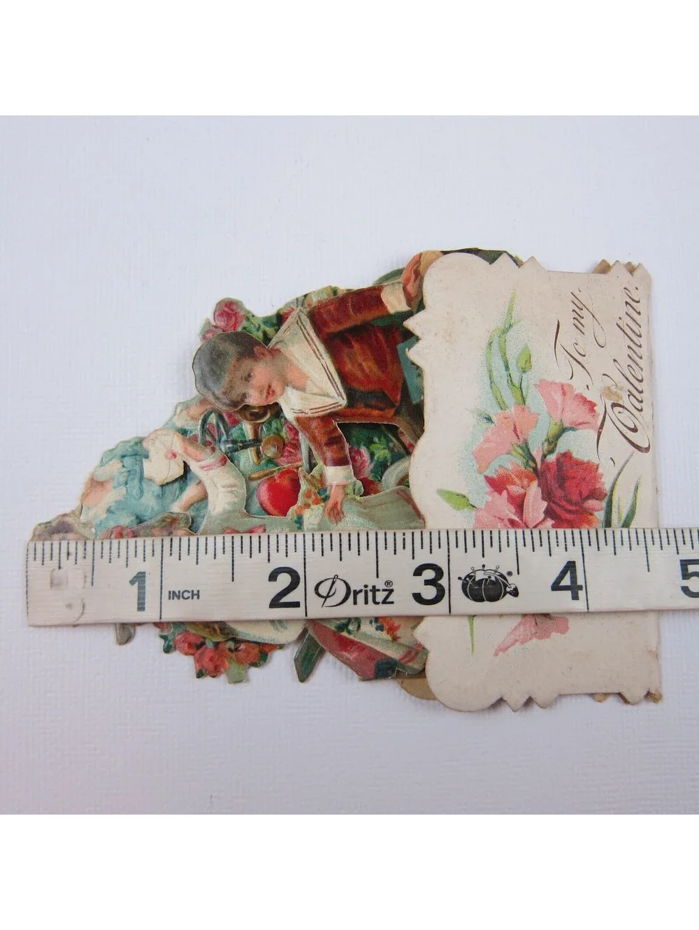 Vintage Valentine 3D Pop Up Die Cut Blonde Girl Boy Sailor Suit Pink Rose Flower
